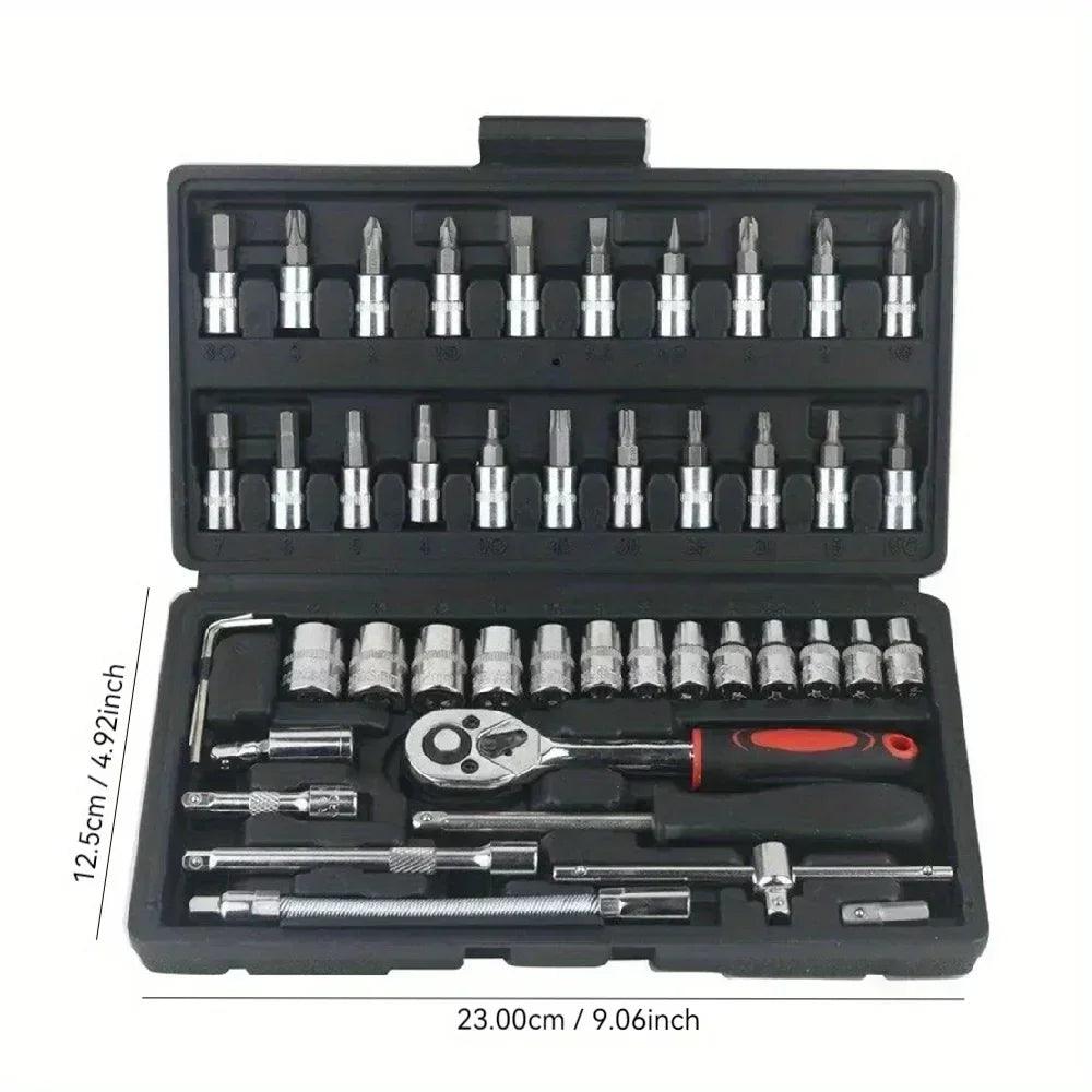 46pcs Car Repair Tool Kit – Complete Mechanic Set for Auto Repairs! - Alyando