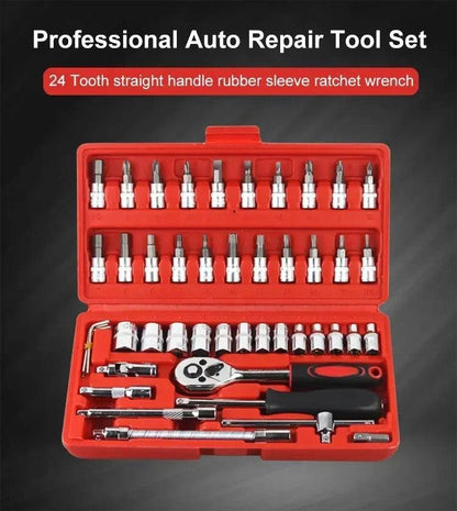 46pcs Car Repair Tool Kit – Complete Mechanic Set for Auto Repairs! - Alyando