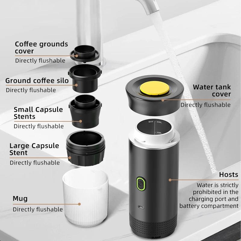 Wireless Electric Portable Espresso Coffee Machine – Fresh Coffee Anywhere! - Alyando