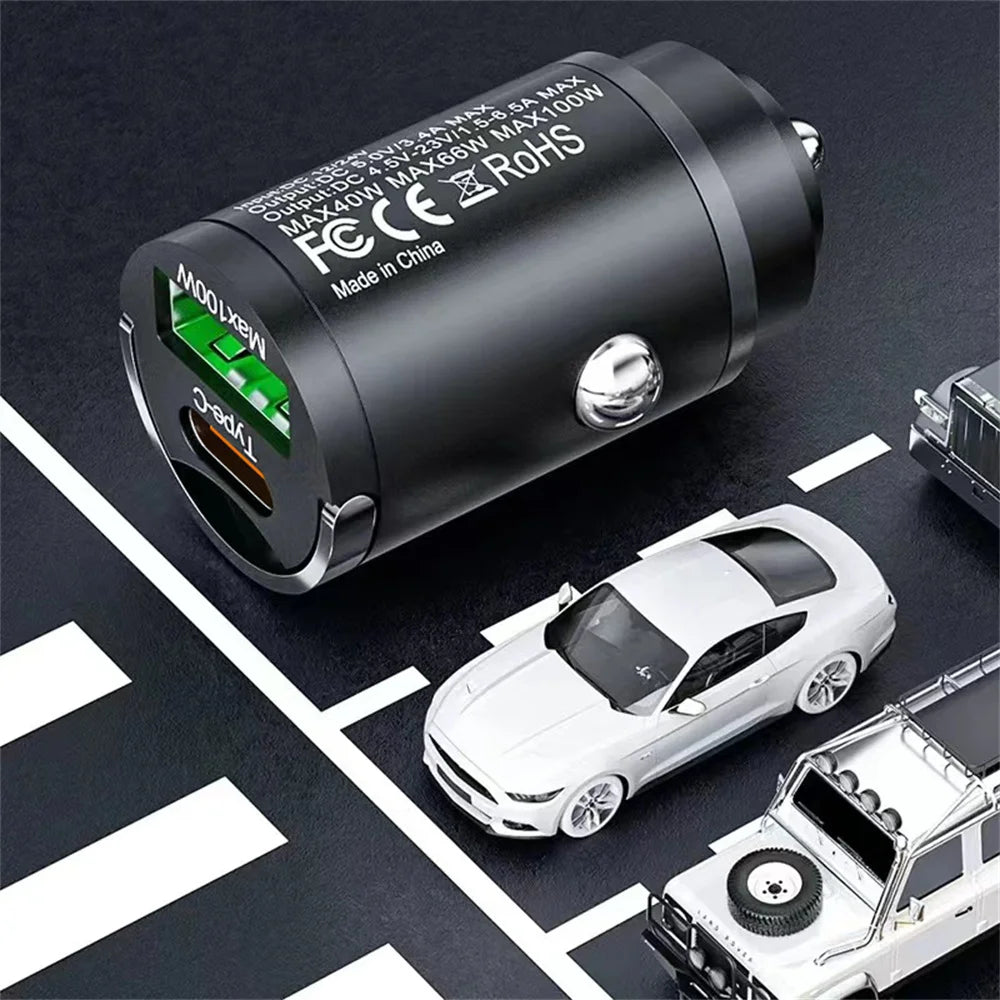 100W USB Car Charger with Type-C Fast Charging
