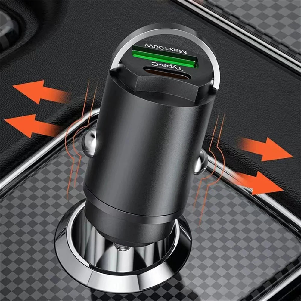 100W USB Car Charger with Type-C Fast Charging