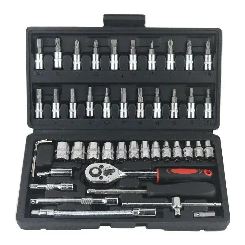 46pcs Car Repair Tool Kit – Complete Mechanic Set for Auto Repairs! - Alyando