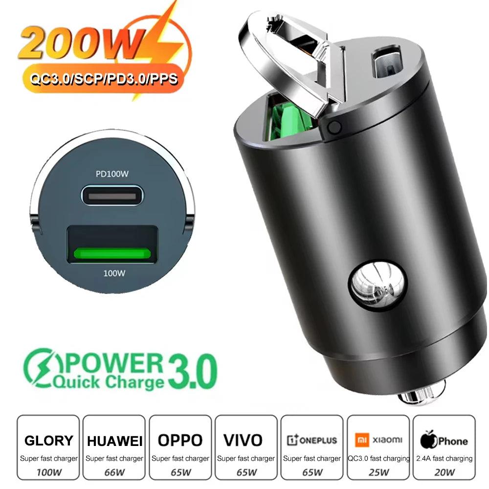 200W PD QC Fast Charging Car Charger – Power On the Go! - Alyando