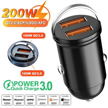 200W PD QC Fast Charging Car Charger – Power On the Go! - Alyando