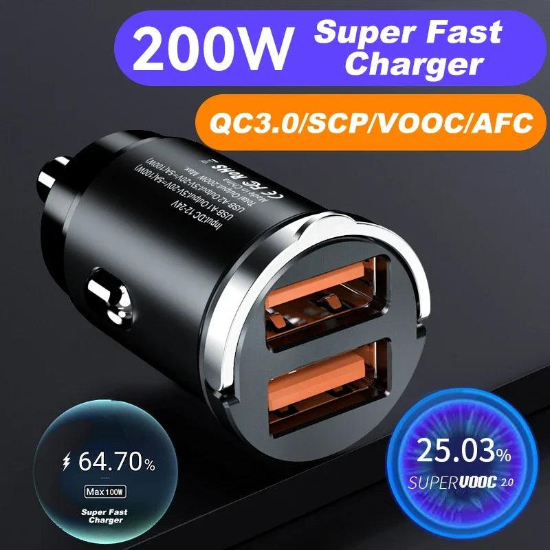 200W PD QC Fast Charging Car Charger – Power On the Go! - Alyando