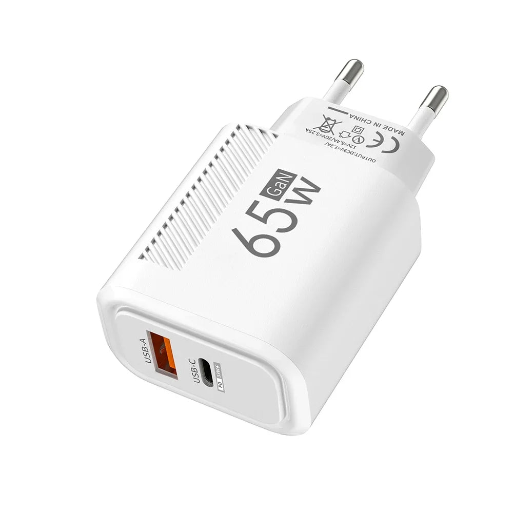 65W GaN USB-C Fast Charging Wall Adapter