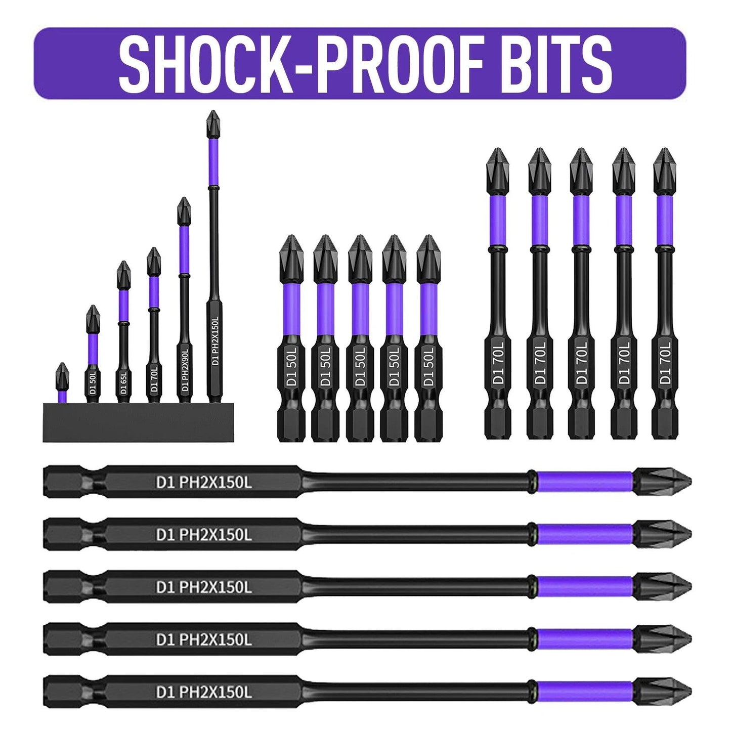 D1 Anti-Slip Shock-Proof Screwdriver Bits – Strong & Magnetic! - Alyando