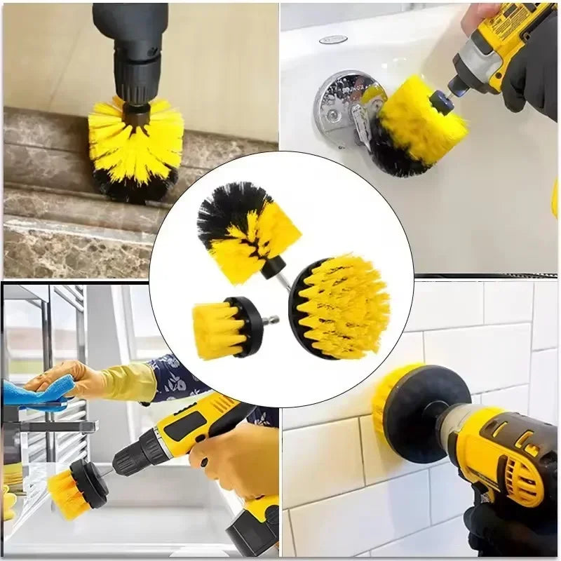 Electric Drill Scrubber Brush Kit – Nylon Brushes for Carpet, Glass, Car Tires (2"/3.5"/4")