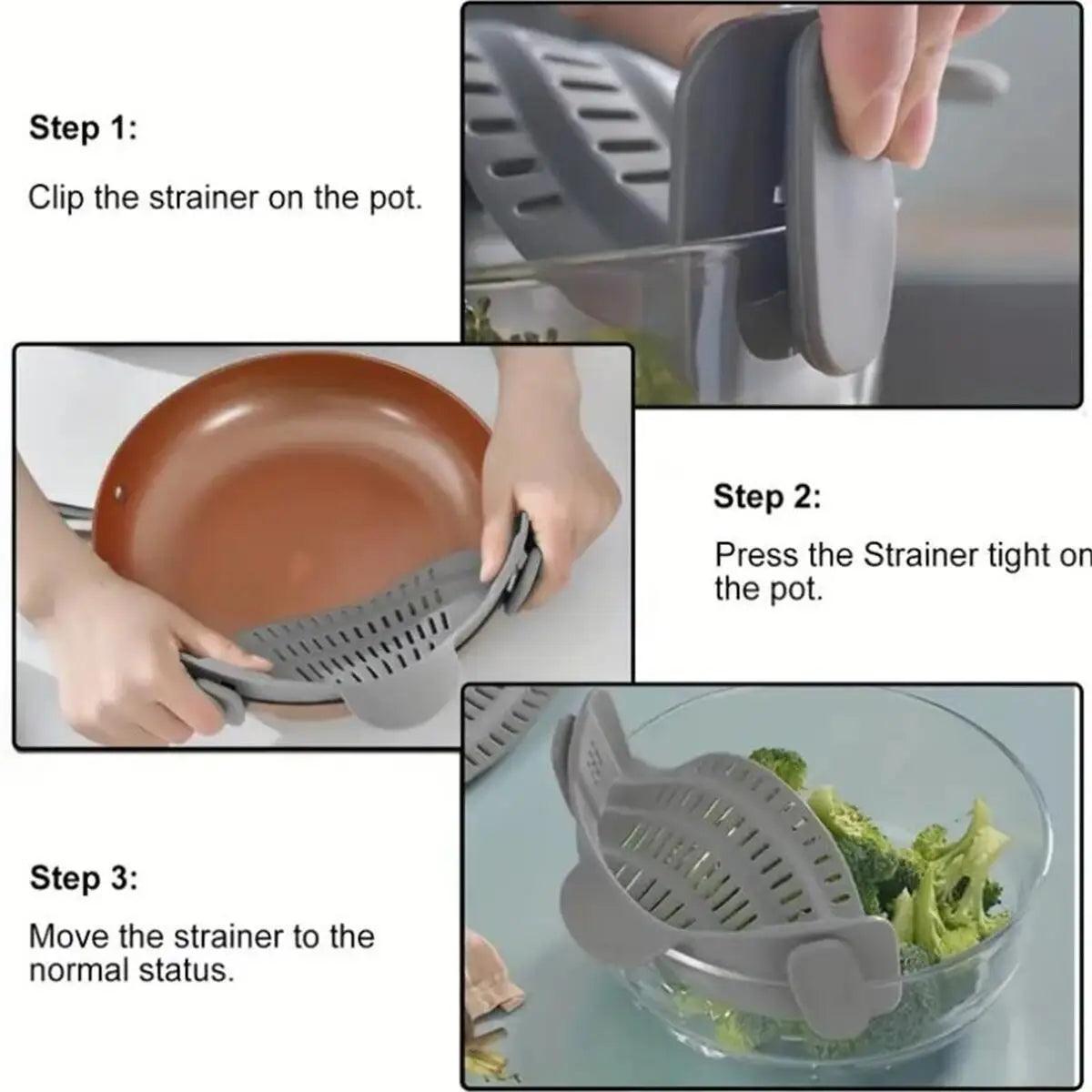 Clip-On Kitchen Strainer – Perfect for Pots, Pans, and Bowls - Alyando